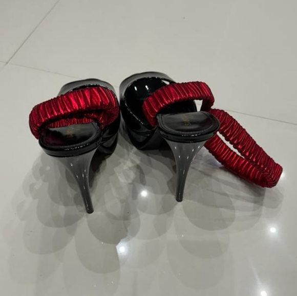 EUC Saint Laurent  Platform Shoes  Patent Ankle Red Strap Pump Multicolor - Picture 3 of 5